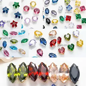 Sage-A11-Shining Zircon Rhinestone Diamond Beads with 18k Gold/Silver Plated Claw