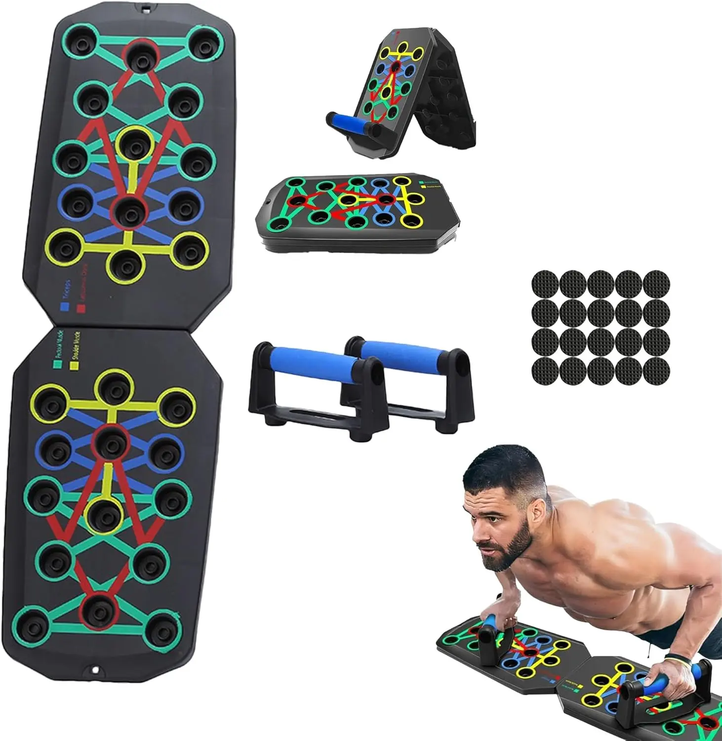 Enhanced Push-up Board Fitness Kit with 28 Holes, Portable Home Exercise Equipment for Chest, Arms