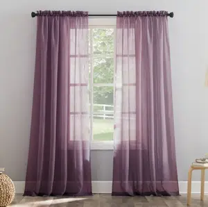 Crushed Voile Sheer Rod Pocket Curtain Panel, 51 x 84, Purple