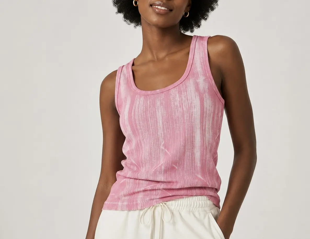 Ychief  Relaxed Fit Gender Neutral Tie Dye Racerback Tank - Assorted Colors Stretchy Ribbed Summer Vest.