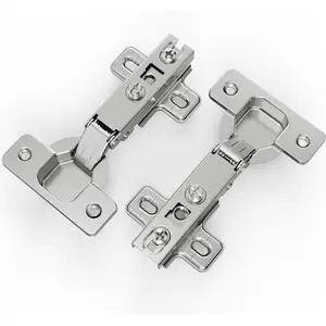 2 Pack Full Overlay Cabinet Hinges, Regular Standard Closing, Slide-, Self-Closing, Frameless Concealed Euro 105  Compact Hinges for Kitchen, Bathroom, 3/4" Overlay, Nickel Plated