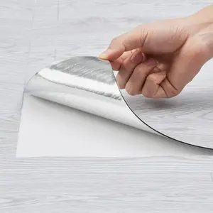 VEVOR Self Adhesive Vinyl Floor Tiles 390x 23.6 inch, 1.5mm Thick Peel Stick, Light Gray Wood Grain DIY Flooring for Kitchen, Dining Room, Bedrooms Bathrooms, Easy for Home Decor