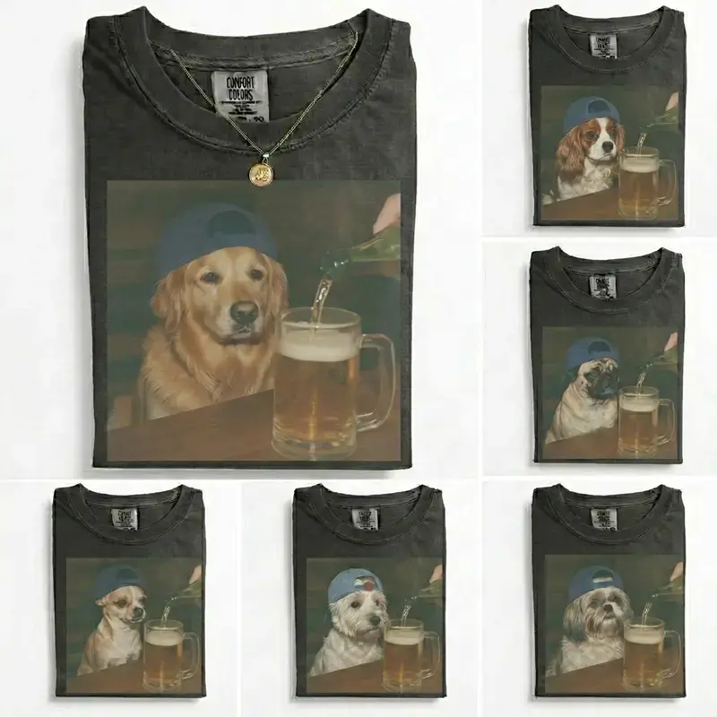 Comfort Colors 50+ Dog Breeds Available Beer Shirt, Golden Retriever Vintage 90s Funny Edgy Dog Meme Tee, Black Labrador Unisex Fit Design, Casual Streetwear, Gift for Dog Lovers, Dachshund Dog Breeds Tee