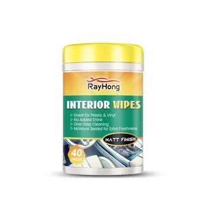 Car Interior Cleaning Wet Wipes 40pcs, Stain Removal, Oil Clean, Shiny Finish, Portable Wet Wipes, Car Care Essentials