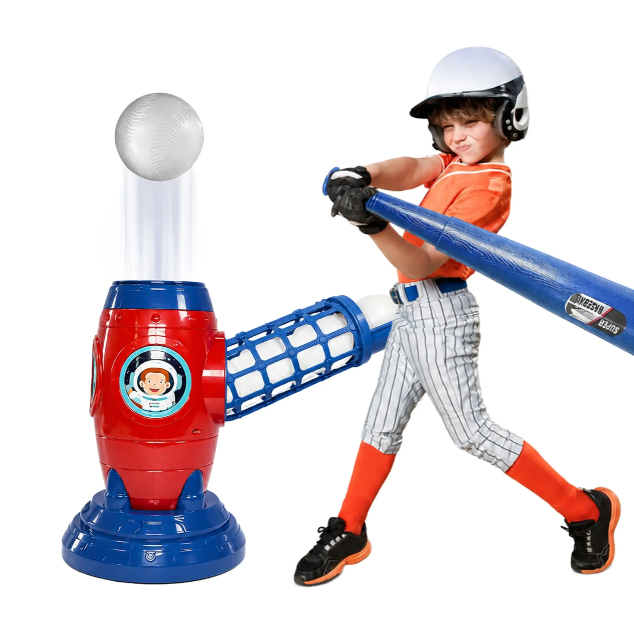 PAGBR Auto Baseball Pitching Machine for Kids w/Bat, 10 Nitrosamine-Free Soft Balls, Rebounder Net – Chenghaitoys Backyard Baseball Set, Backyard Sports Toy for Children Development, Improve Hand-Eye Coordination, Ages 2+ Outdoor Gift