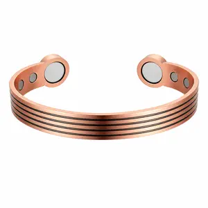 Women's Pure Copper Magnetic Therapy Cuff Bracelet, 6-Magnet Natural Wellness Fashion Jewelry Gift