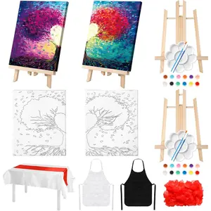 112 count Sip and  Kit for Adults Couples Painting Kit Date Night Pre Drawn Canvas to  at  Party Supplies Stretched Canvas Couple Romantic Activity(Tree of Love,8 x 10 Inch)