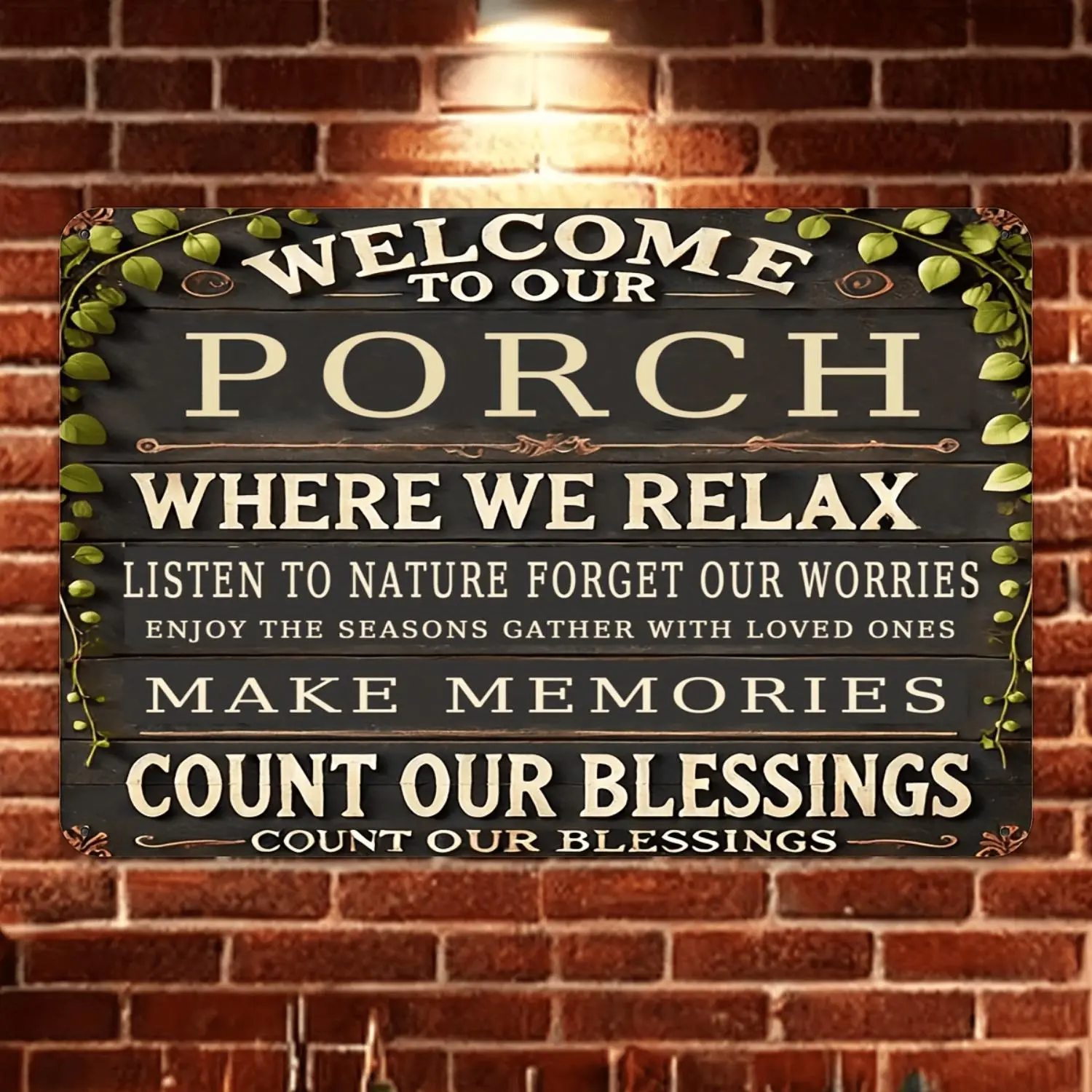 Vintage Wrought Iron Welcome To Our Porch Sign 8x12 Inch Waterproof Dustproof Seasonal Greeting Wall Art Easy To Install No Electricity Needed Suitable For Home Bar Cafe Indoor Outdoor Decor Outdoor Wall Art
