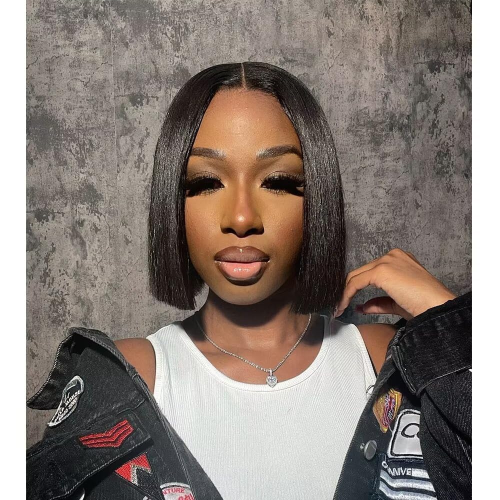 CCLG 2x6 HD Lace Short Straight Bob Wig — 100% Human Hair, Natural Hairline & Easy Install Ready to Go Middle Parted Glueless Bob Wig Natural Black CCLG 2x6 HD Lace Short Straight Bob Wig — 100% Human Hair, Natural Hairline & Easy Install Ready to Go Middle Parted Glueless Bob Wig Natural Black