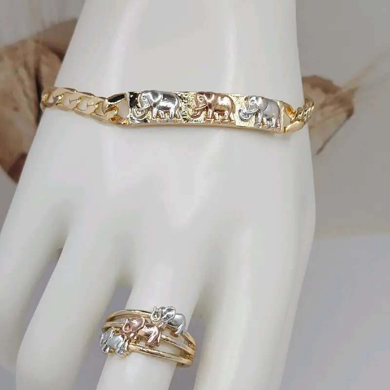 fashion elephants set bracelet with ring 9.10 Gold-plated