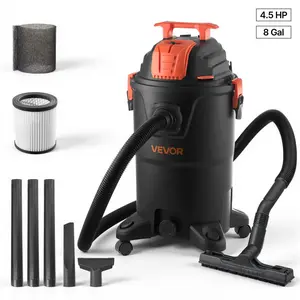 【Spotlight Day】VEVOR Shop Vac, 8 Gallon Wet Dry Shop Vacuum, 4.5 Peak HP Portable with One-Button Self-Cleaning, Dual-Filter, 900W Input Power, 1.25in x 7ft Hose, 9.8ft Cord for Jobsite, Workshop, Garage, Home