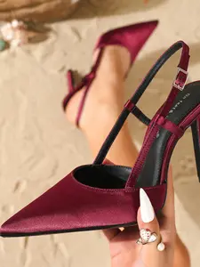 On feet& in love Women's Elegant Pointed Toe Stiletto Heels, Patent Leather, Metal Buckle, All-Season, Perfect for Dresses and Weddings, Footwear, Shoe