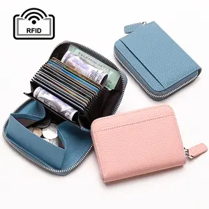 BANYAU Women's Minimalist Foldable Japanese Style Top Layer Cowhide Wallet, RFID Blocking, Slim Snap Closure Coin Purse, Casual Wear Card Holder with Polyester Lining, 1 Seasonal Gift Option