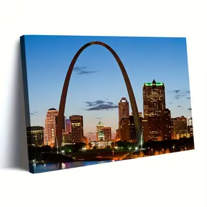 Arch City Scenery Pattern Framed Painting, 1 Piece Creative Canvas Wall Art, Modern Home Living Room Bedroom Study Decoration