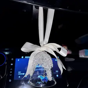 Sparkling Crystal Bell Car Hanging Ornament, Butterfly/Star Design Car Rearview Mirror Decor, Gift for Women