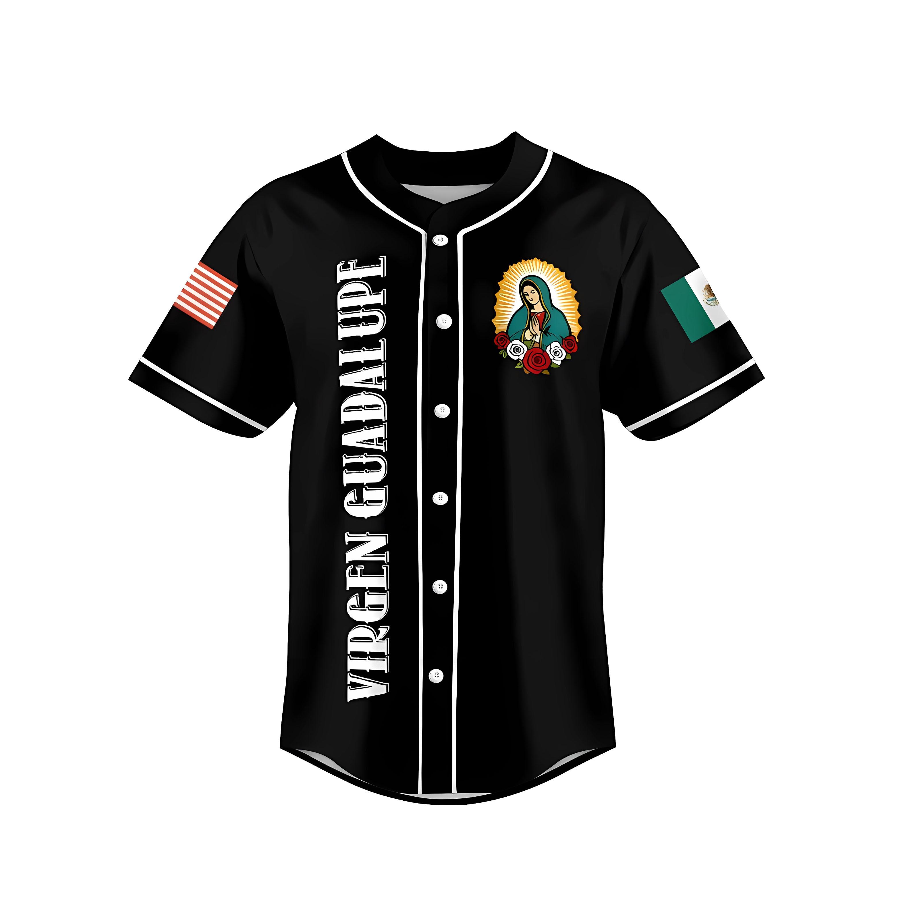 Guadalupe unisex baseball jersey - Religious Santa Maria jersey, comfortable and stretchy, sports with you, full-color series, men's summer top