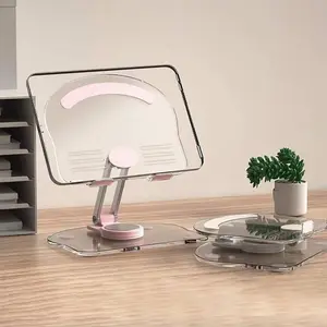 Rotatable Desktop Phone Stand, Adjustable Acrylic Tablet Holder, Portable Transparent Display Stand for Home Office Outdoor Use, Adjustable Cellphone Holder