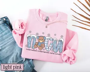 NICU T-Shirt OR Sweatshirt  • Neonatal ICU Nurse  Work Sweater • NICU Nurse Christmas Cotton Crewneck