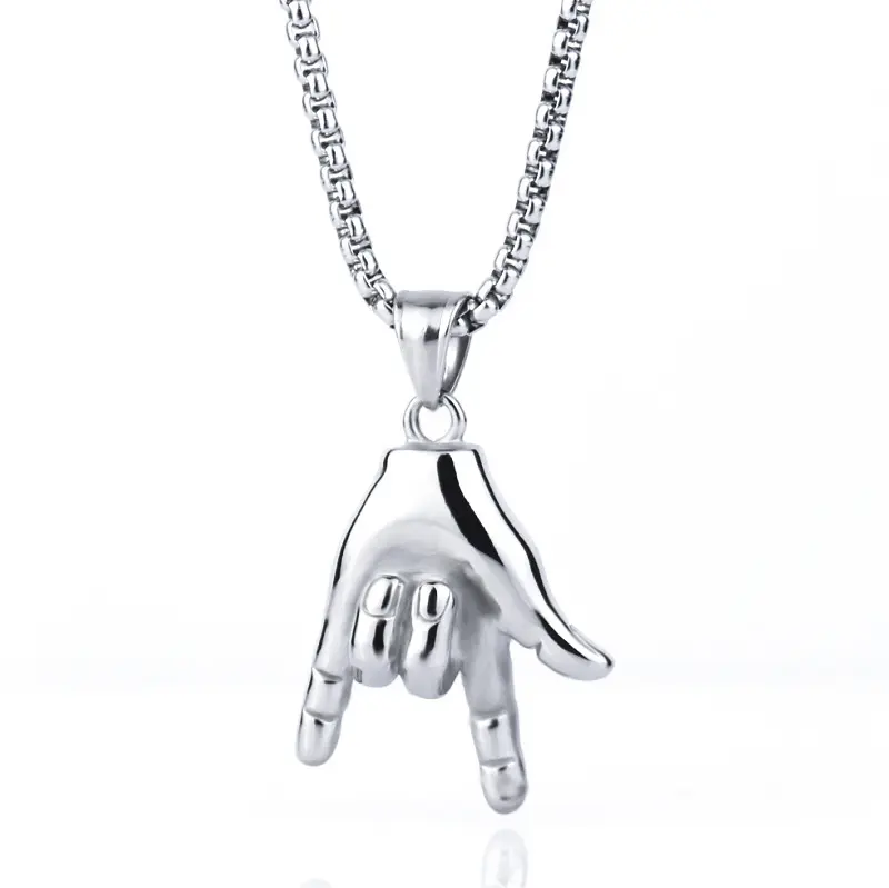 Rock On Titanium Steel Pendant Necklace for Men Chain Jewelry