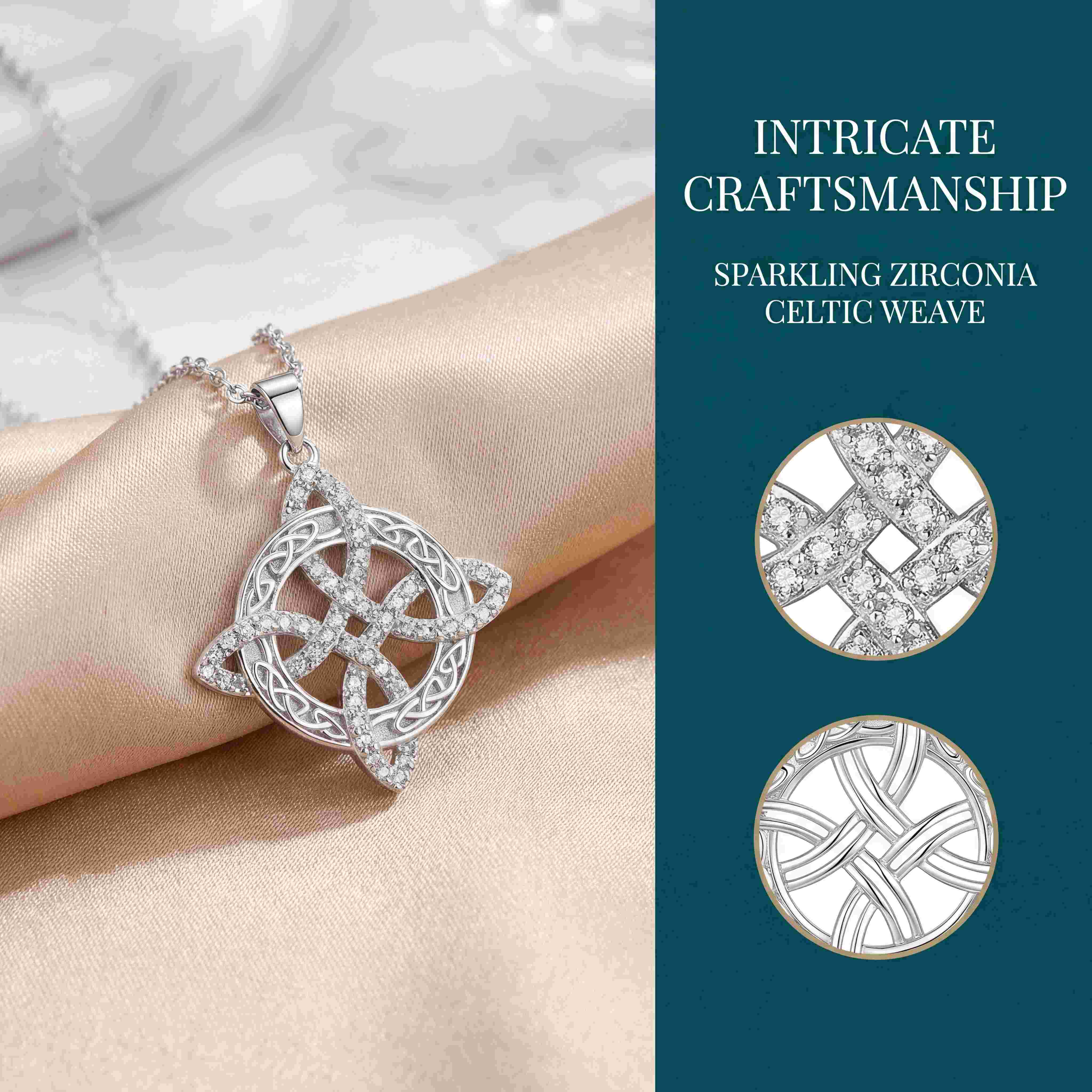 Zircon witch knot necklace goddess Celtic knot pendant necklace four-character god name amulet stainless steel fashion jewelry accessories for women gifts suitable for party daily work