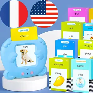 Bilingual English Flash Cards - French Talking Flash Cards, 510 Sight Words 31 Themes, Pocket Speech for Toddlers 3-12, Autism Sensory Toys, Preschool Learning Activities (French, Blue)