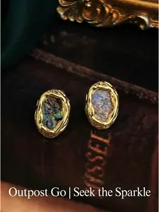 Natural Aurora Abalone Shell Studs - French Vintage Molten Gold Earrings, Mysterious Mermaidcore Aesthetic Jewelry, Sophisticated Artistic Renaissance Style Accessories, Unique Birthday Gift for Her, Statement Studs