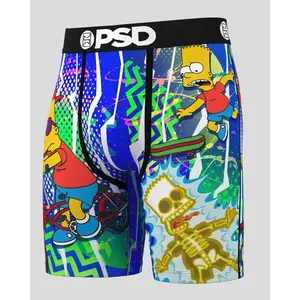 PSD Men's The Simpsons - Bart Vibes Boxer Brief - Standard Length 7 Inch Inseam, Soft and Breathable Poly Blend Fabric