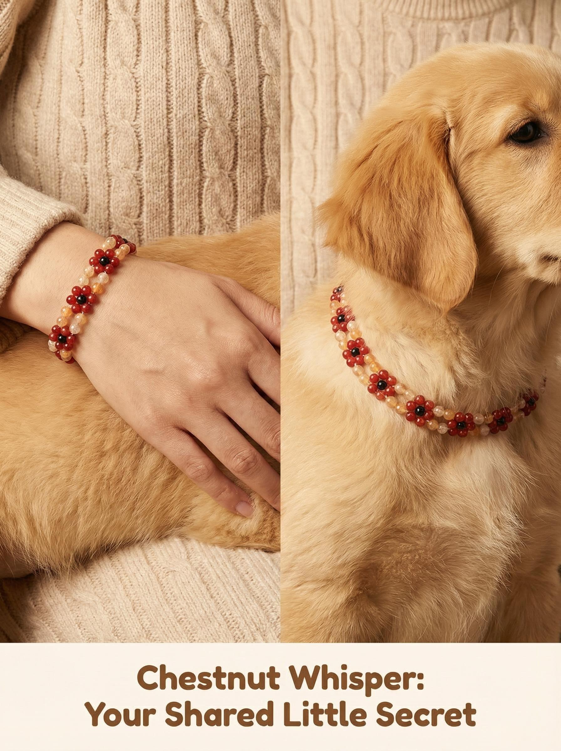 Chestnut Whisper Matching Bracelet and Pet Necklace for Cozy Home Wear
