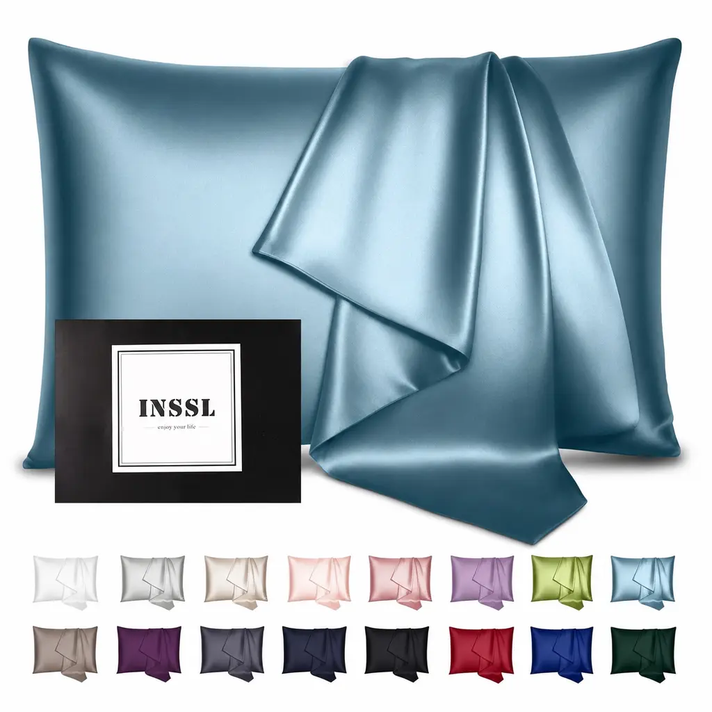 Mulberry Silk Pillowcase for Beauty Sleep, 1PC Cooling Pillowcase with Zipper, Soft Breathable Smooth for Hair & Skin Beauty Sleep