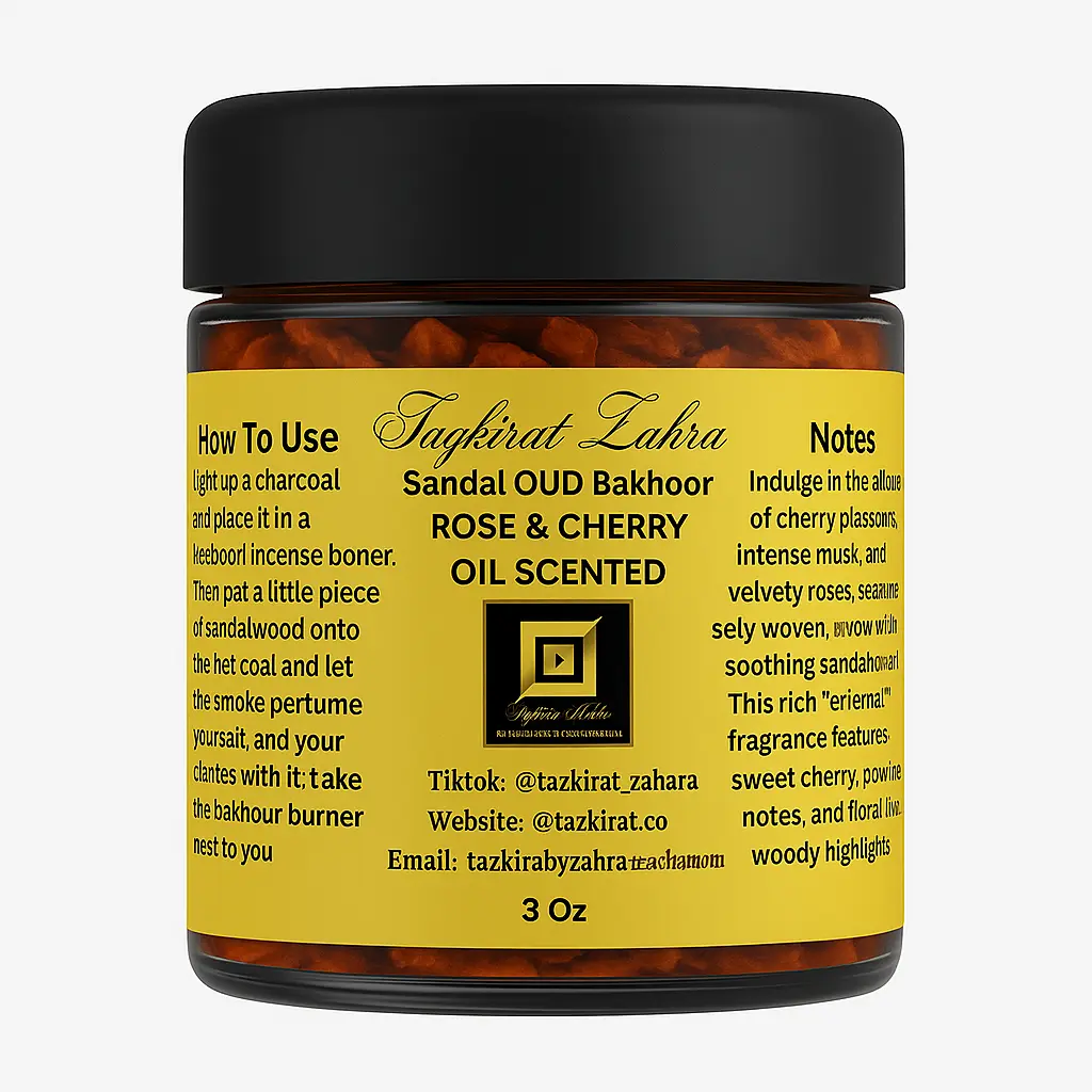 Tazkirat Zahara Rose & Cherry Oil Scented Sandalwood Bakhoor 3 Oz Fruity Fragrance Incense