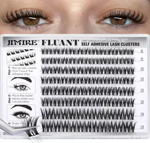 Flaunt Lash Clusters Self Adhesive Eyelashes Wispy Self Adhesive Lash Clusters No Glue Needed Pre-Glued Lashes Reusable Easy to Apply 8-10-12-14MM CC Curly Eyelash Clusters Pack