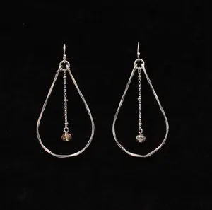 Silver Tone Hammered Hoop Earring