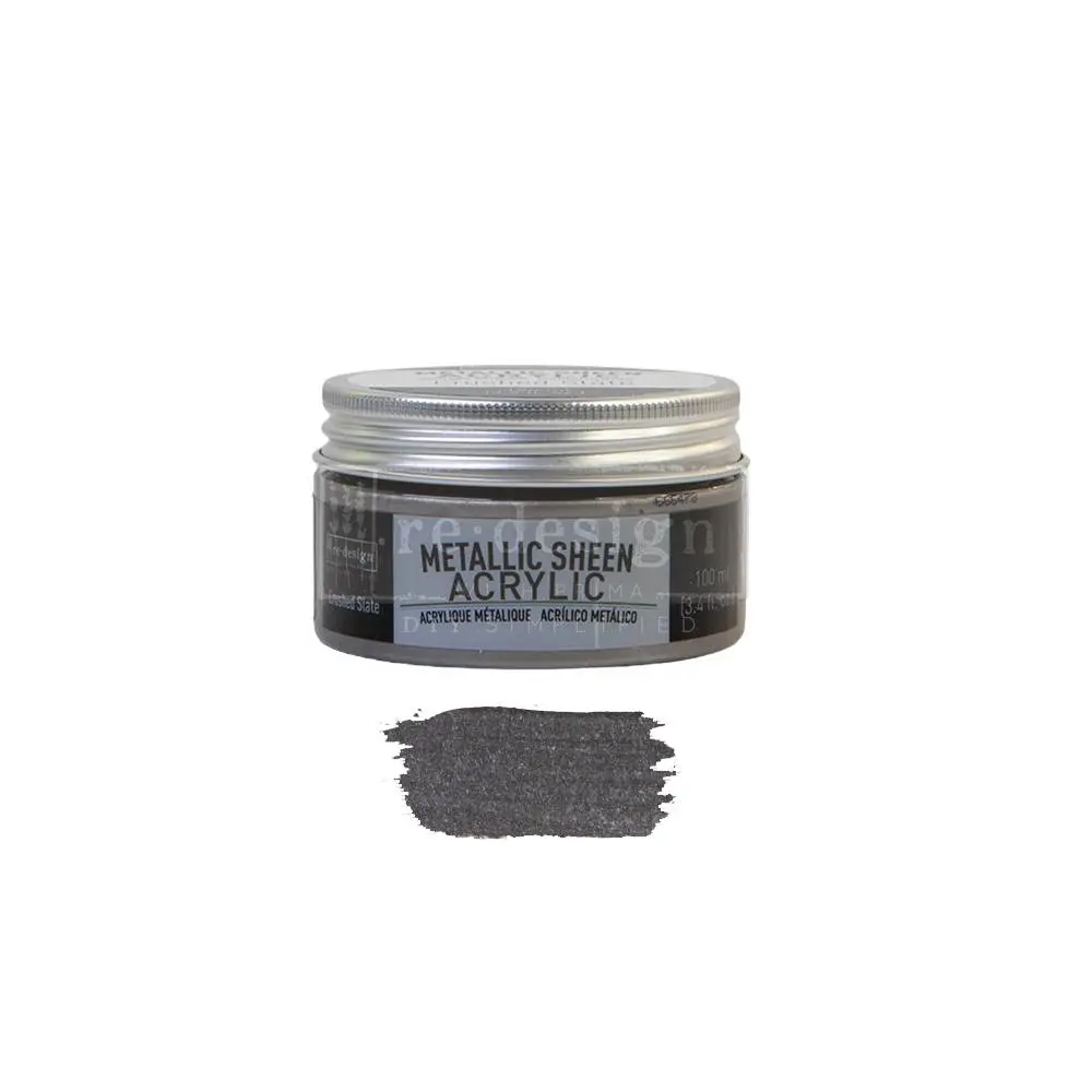 Redesign Acrylic Paint Metallic Sheen- Crushed Slate - 1 jar, 100 ml (3.4 fl oz)