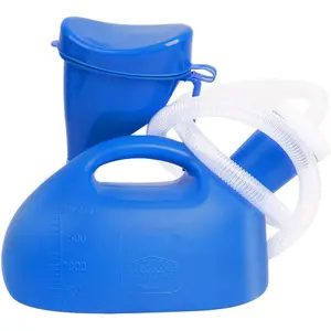 Portable Urinal for Women & Men,  Urinal Bottle Spill Proof Bedside Urinals 2000ml Travel Camping Urinal Toilet Pee Bottle with Long Hose (Blue)