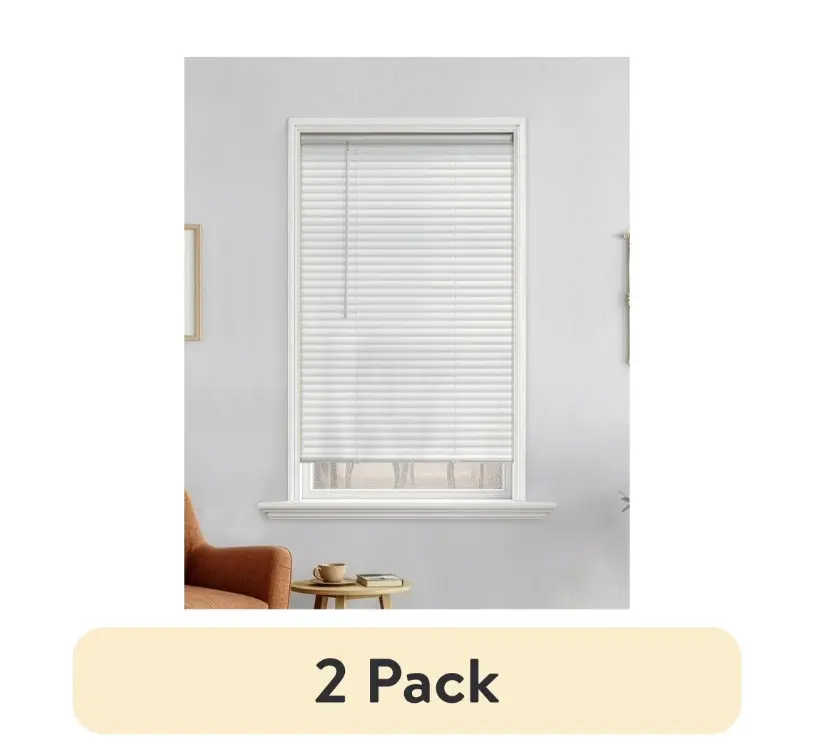 White Light Filtering Blinds - Cordless, 1" Vinyl, 36" Width x 64" Length venetian blinds cordless blinds, 2pack