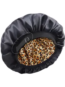 Satin Bonnet Double Layer Silk Bonnet Lightweight Smooth Adjustable Elastic Band Bonnets for Curly Hair Sleep Cap Reversible Hair Bonnet for Women Men, Sleeping Hair Care Cap
