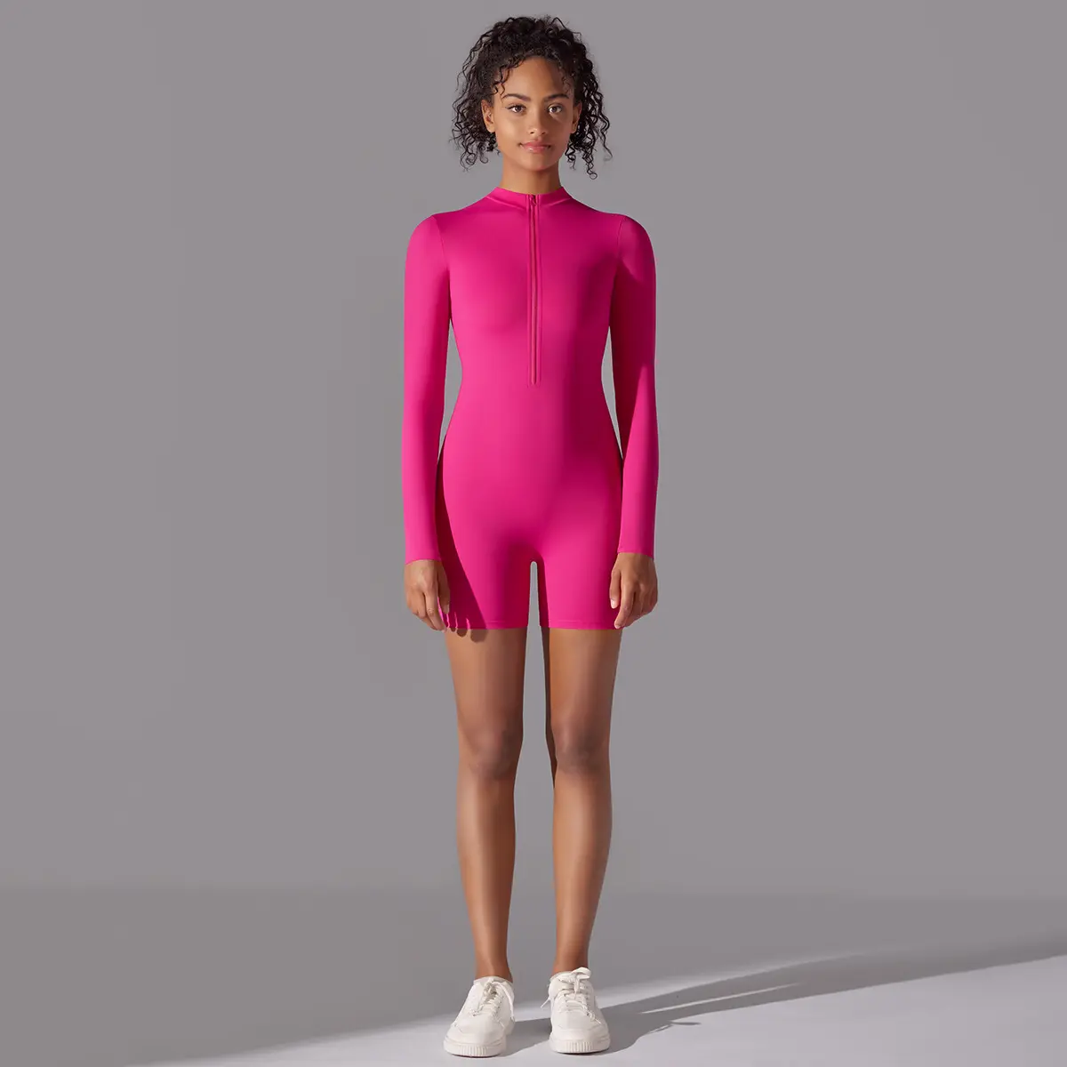 Women’s Sports Jumpsuit, Plain Look, Long-Sleeved or Short-Sleeved Option for Sports & Outdoor Activities