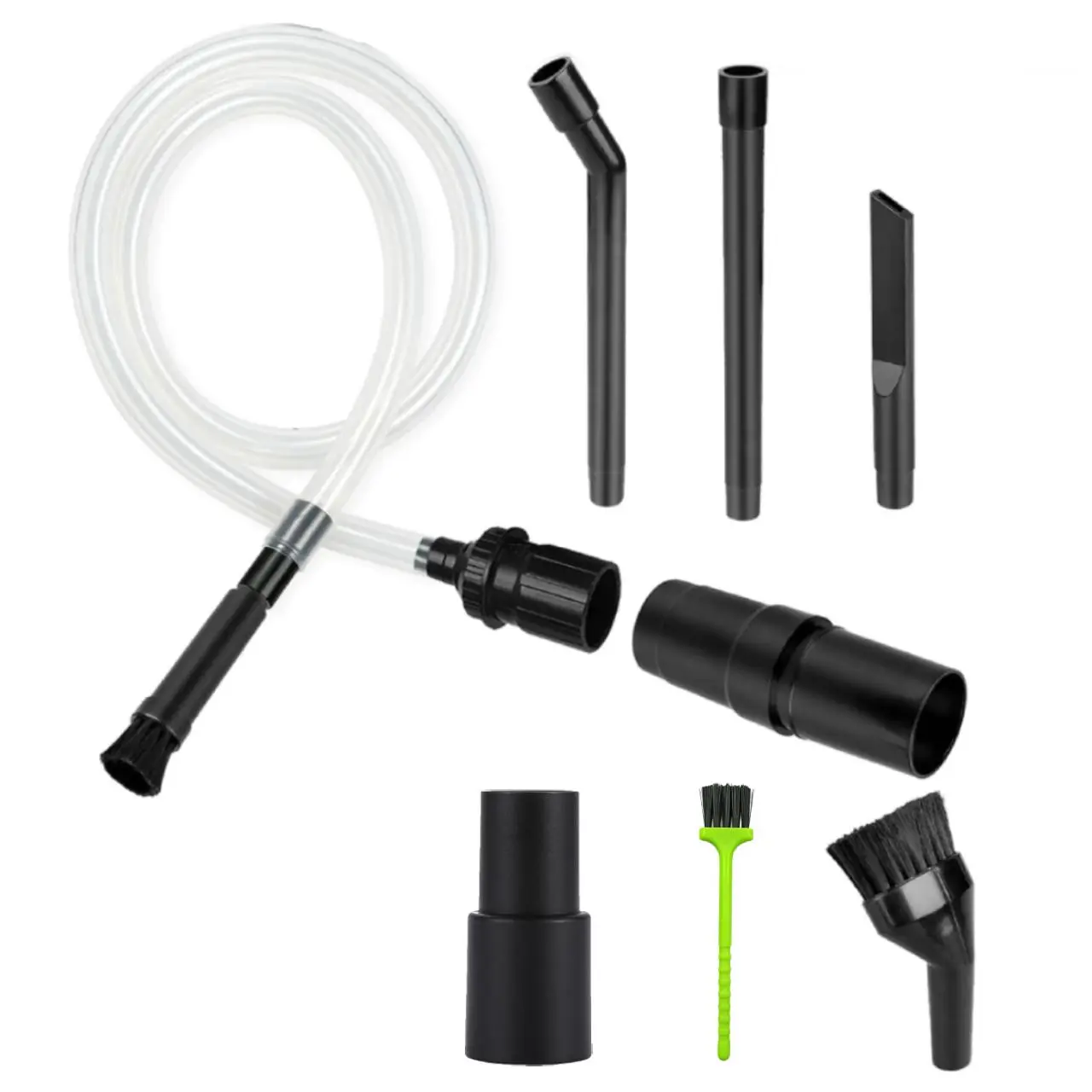1-Piece Mini Vacuum Crevice Tool Kit – 32/35mm Adapter + Small Stiff-Bristle Brush, Narrow Crevice Attachment for Keyboard, Car Vents, Sofa Gaps, Dryer Lint (Black, 5–7" Reach)