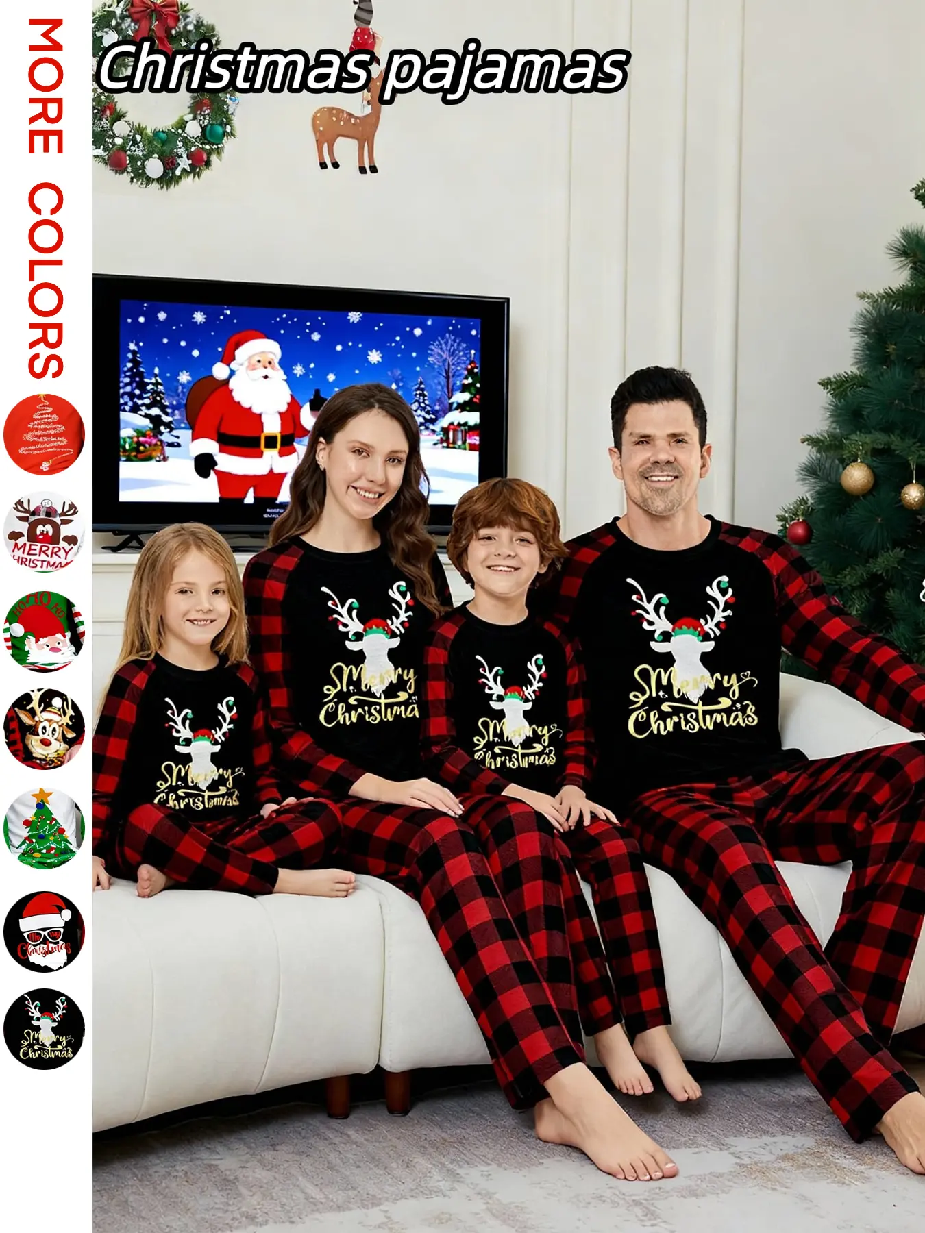 Family Matching Pajamas Set, Cartoon Print, Long Sleeve Fitted Sleepwear, Casual Home Wear for All Seasons