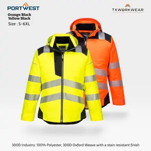 Portwest T400 Hi-Vis Winter Jacket Work Safety Protective Reflective Waterproof Coat with Insulatex Lining and 40 UPF Rating