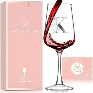 Monogrammed  Glass Gifts for Women - Personalized A-Z  Glasses with  Box & Greeting Card | Custom Mothers day, Anniversary, Birthday Gifts for Her, Mom, Wife,  , Sister,Woman (K)