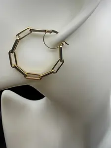 14K Gold Paperclip Hoops