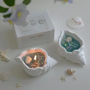 Sea Shell Scented Candle Gift Set, Aromatherapy Relaxing Ambiance Decorative Home Fragrance, Perfect Present for Women & Mother