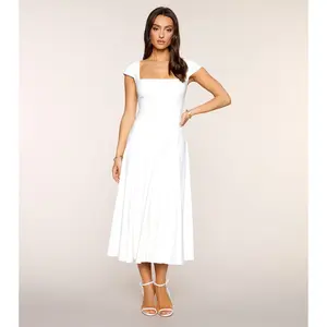 Pretty And Polished Lace-Up A-Line Midi Dress