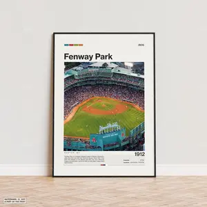 Fenway Park Poster: Mid-Century Modern Boston Red Sox Stadium Art Print