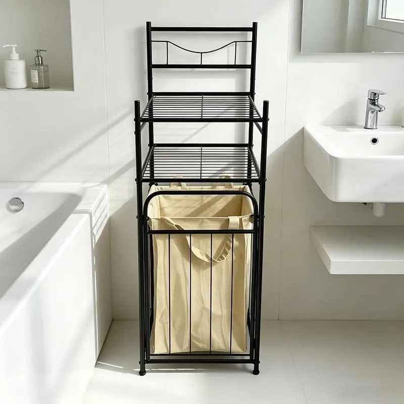 Laundry basket with storage function   Drawer-style fabric basket with a space-saving metal frame   Storage organizer for bathroom, laundry room, and bedroom   Standing storage rack