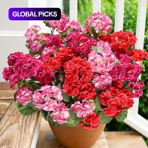 Artificial Geraniums Fake Flowers for Outdoors Decoration, 6 Bundles Silk Geraniums Flower UV Resistant Look Real Faux Plants Fake Blossom Plants for Front Door Garden Porch Planter Patio Balcony Yard Indoor Home, Mix #TOP PICKS
