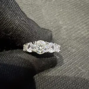 CN  | 1CT silver Five-Stone Moissanite Ring R12949-6.5 T2