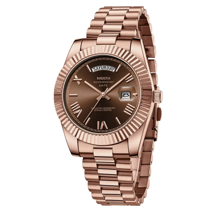 slim fit dress slacks Tiro Black Dress Watch with Rose Gold Case and Leather Band 38mm Swiss Made  J4.204.M main image 0