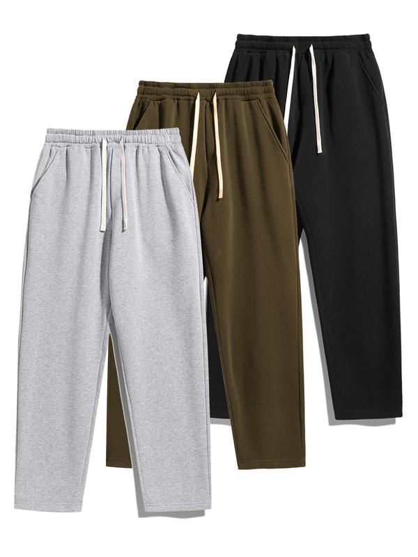 Men's Thermal Lined Pants with Drawstring Waist, Relaxed Fit Sweatpants for Fall & Winter, Men's Bottoms